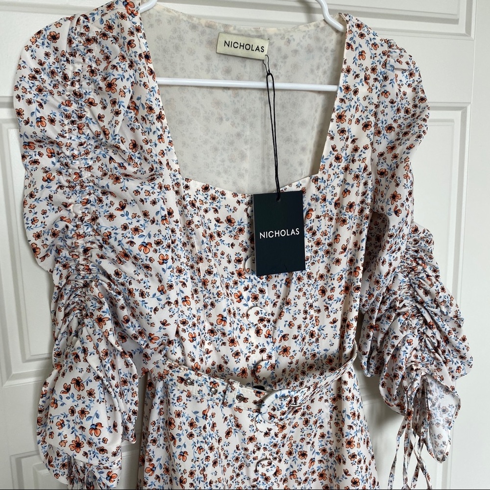 NWT NICHOLAS RUCHED SLEEVE BTTN FRONT DRESS 0 - Picture 8 of 13